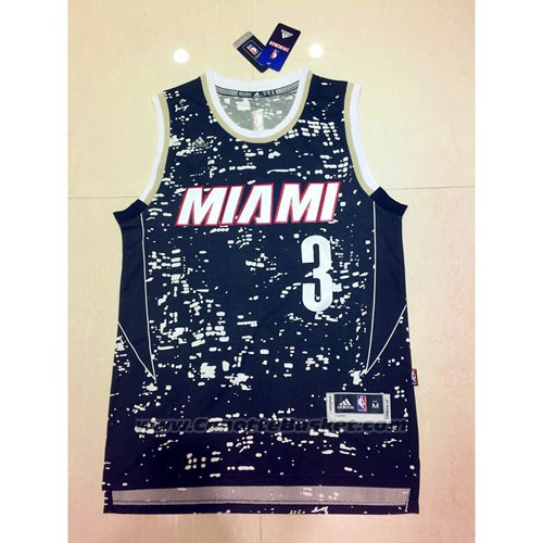 Maglia Luci Della Citta Miami Heat Dwyane Wade #3 Nero